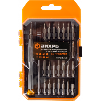Отвертка прецизионная ВИХРЬ с набором насадок, 31 предмет в кейсе Отвертка прецизионная ВИХРЬ с набором насадок, 31 предмет в кейсе